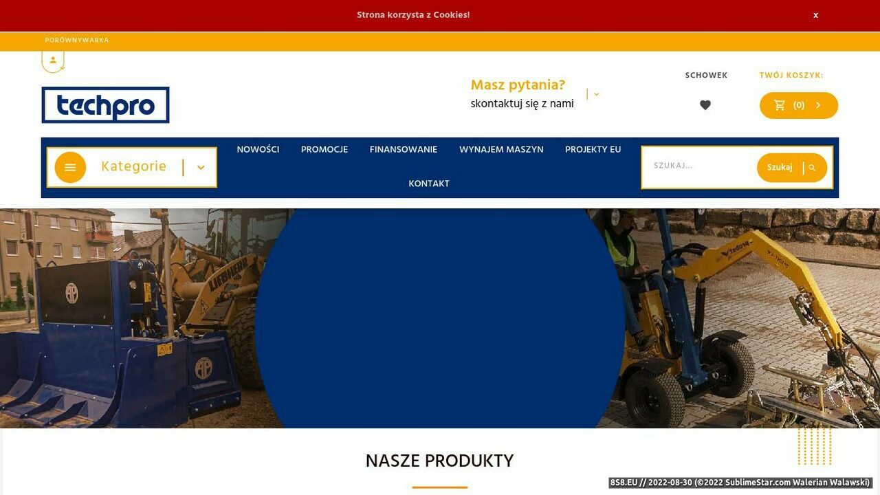 Zrzut ekranu Techpro maszyny budowlane