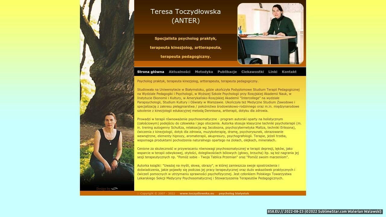 Zrzut ekranu Psycholog Białystok - praktyk, terapeuta kinezjolog, artterapeuta