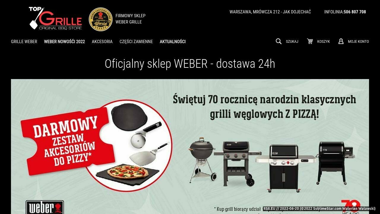Zrzut ekranu Weber sklep Warszawa