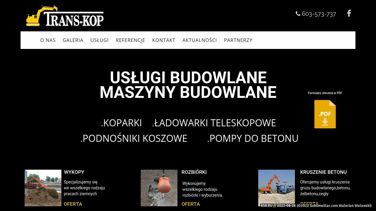 Trans-Kop. Wykopy i Rozbiórki. Beton Towarowy (strona www.trans-kop.pl - Wykopy)
