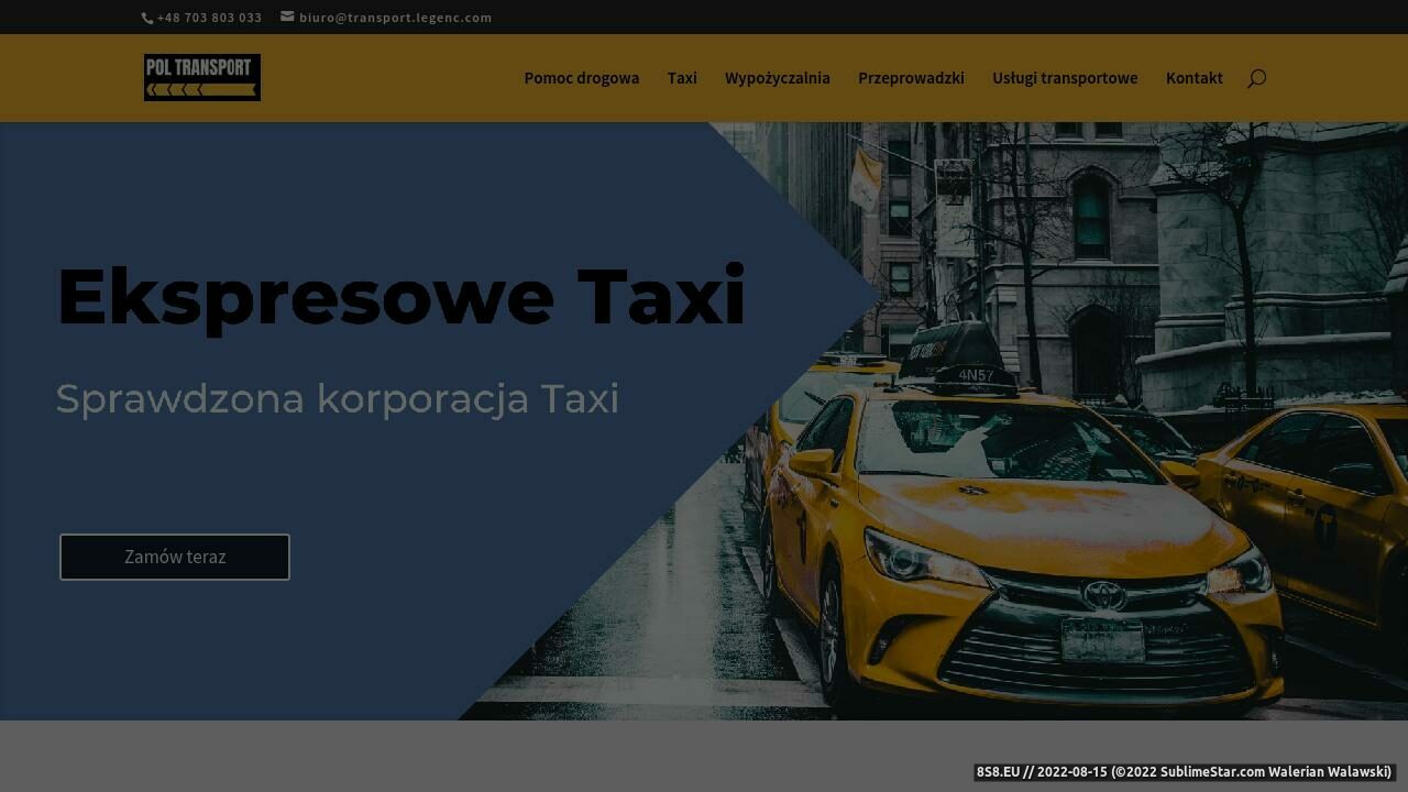 Zrzut ekranu Usługi taksówkowe Rzeszów i Podkarpacie