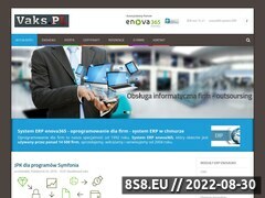 Zrzut strony Vaks.PL oferuje innowacyjny system ERP enova