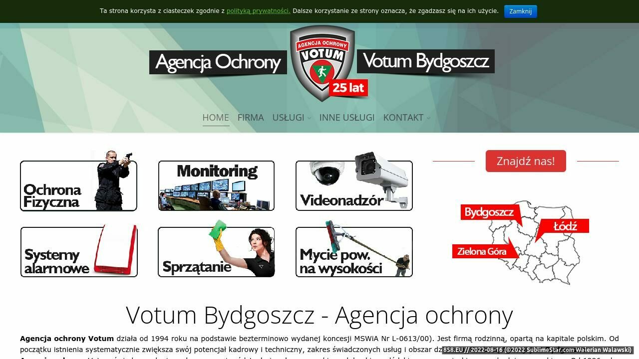 Zrzut ekranu Ochrona mienia Bydgoszcz