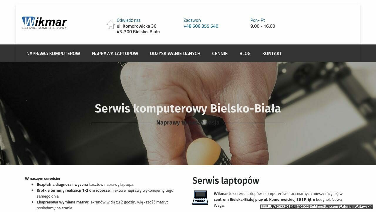 Zrzut ekranu Naprawa laptopów i odzyskiwanie danych