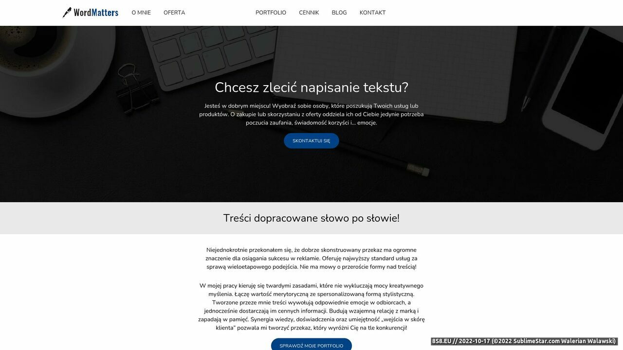 Usługi copywritingu (strona wordmatters.pl - WordMatters)