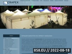 Zrzut strony CRAPEX-namioty imprezowe, wynajem namiotów Warszawa