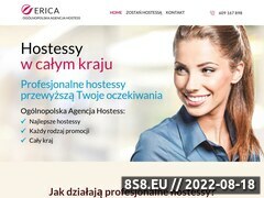 Zrzut strony Hostessy, Katalog hostess, Atrakcyjne hostessy w całym kraju, Studio fotograficzne - Agencja ERICA