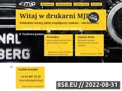 Zrzut strony MJP Drukarnia - Poznań. Ulotki, plakaty, foldery, notesy. Introligatornia.