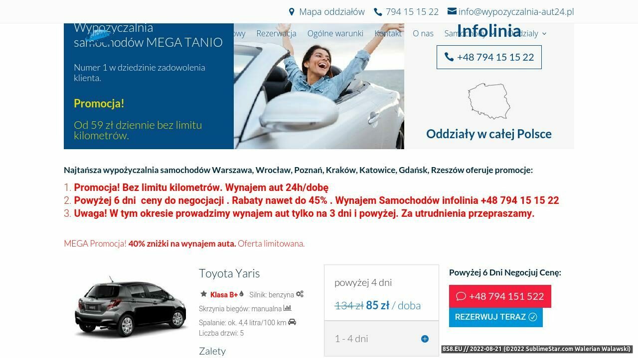 Wypożyczalnia samochodów (strona www.wypozyczalnia-aut24.pl - Wypozyczalnia-aut24.pl)