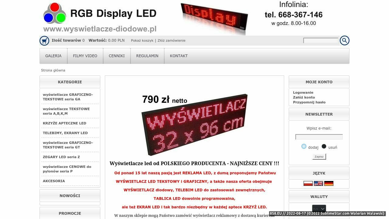 Wyświetlacze LED, ekrany LED - Sklep internetowy (strona wyswietlacze.sklepna5.pl - Wyswietlacze.sklepna5.pl)