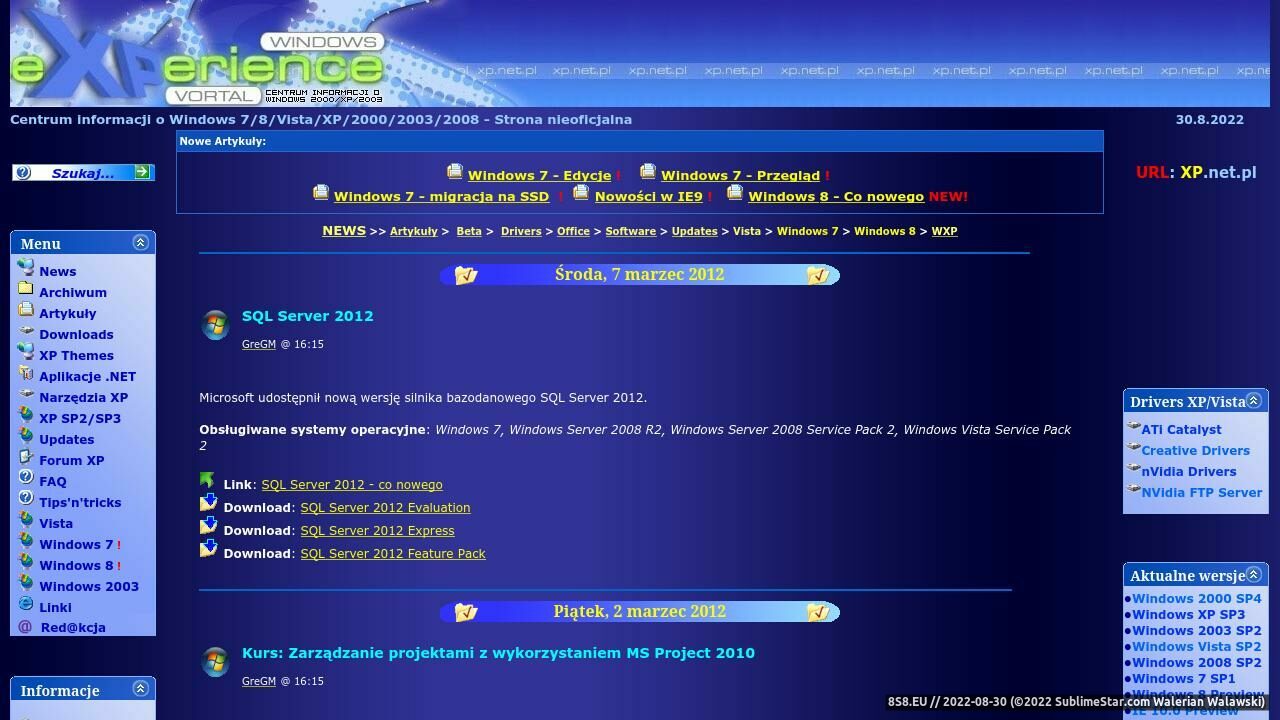 Zrzut ekranu Windows Vista & XP Vortal