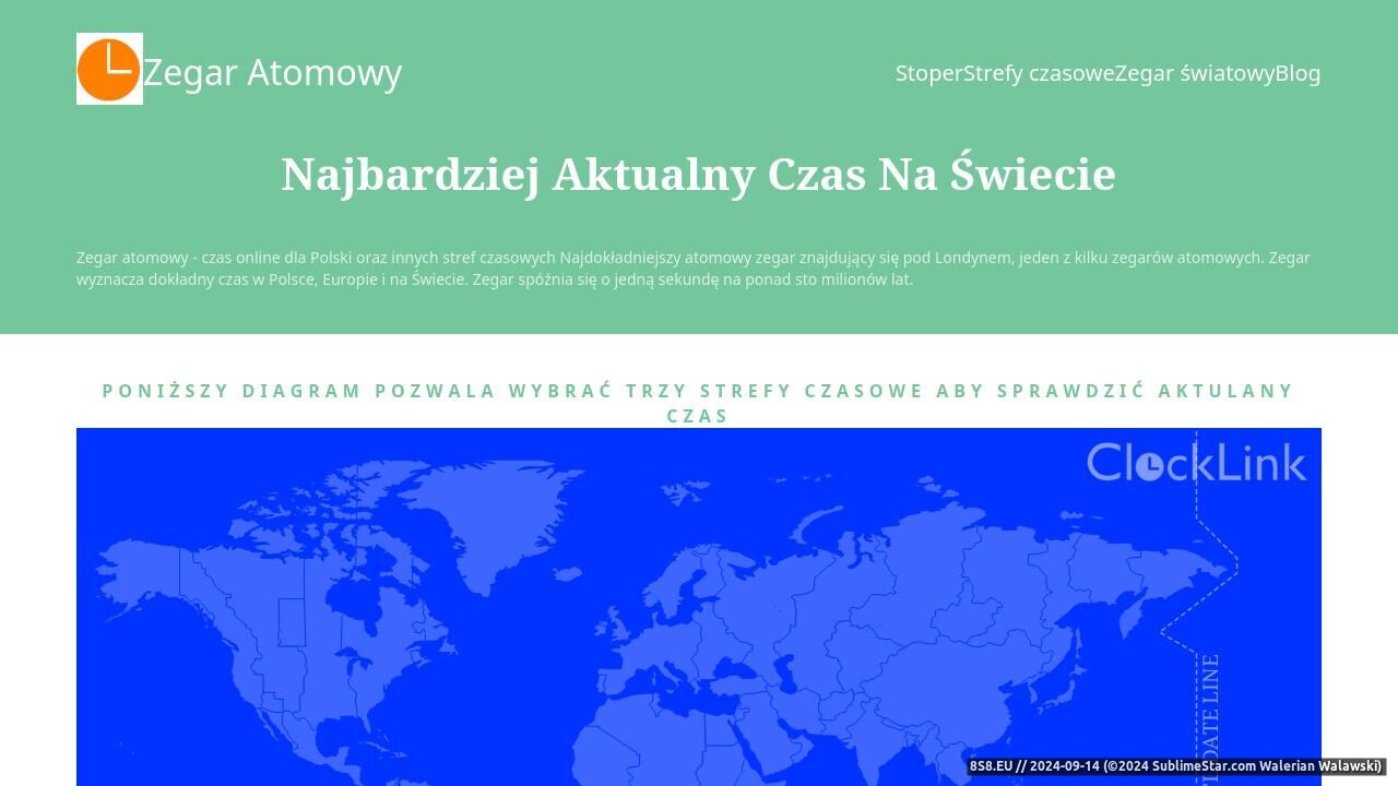 Sprawdzanie czasu online (strona zegaratomowy.pl - Zegar Atomowy)