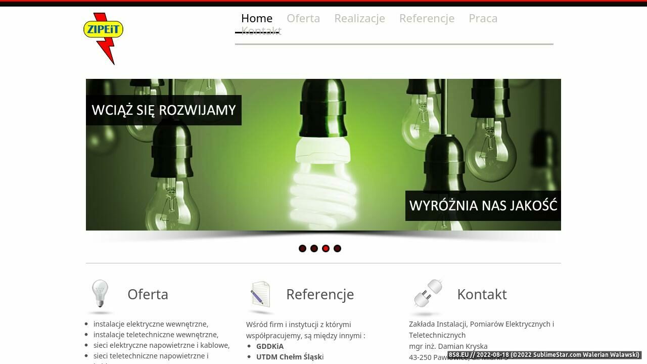 Zrzut ekranu ZIPEiT - instalacje, pomiary elektryczne i teletechniczne